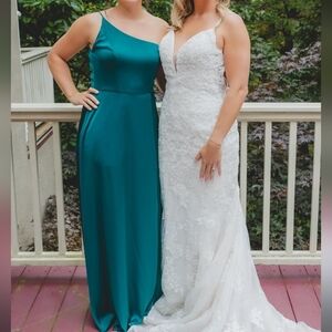 Matte satin gown in gorgeous teal!